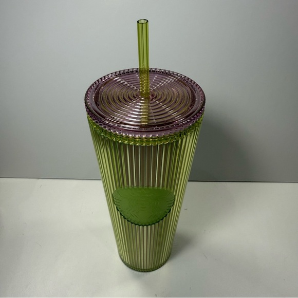 Starbucks 2025 Neon Transparent Tumbler Striped Venti Tumbler with Straw - Picture 1 of 5